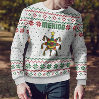 Mexico Christmas Ugly Christmas Sweater with Piñata Star Design and Red Green Snowflake Pattern - Wonder Print Shop