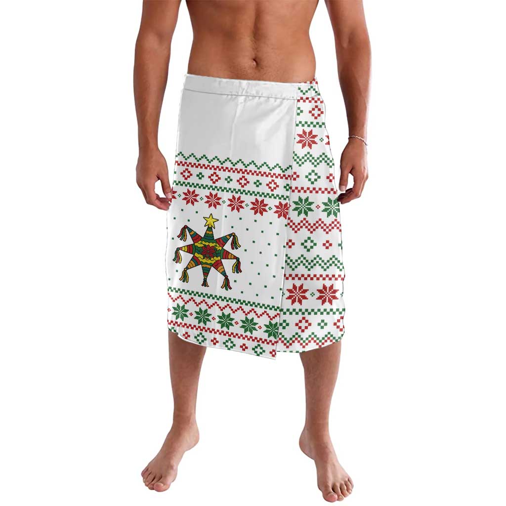 Mexico Christmas Lavalava with Piñata Star Design and Red Green Snowflake Pattern - Wonder Print Shop