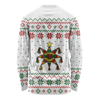 Mexico Christmas Long Sleeve Shirt with Piñata Star Design and Red Green Snowflake Pattern - Wonder Print Shop