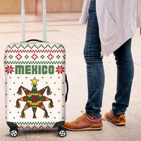Mexico Christmas Luggage Cover with Piñata Star Design and Red Green Snowflake Pattern - Wonder Print Shop