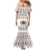 Mexico Christmas Mermaid Dress with Piñata Star Design and Red Green Snowflake Pattern - Wonder Print Shop