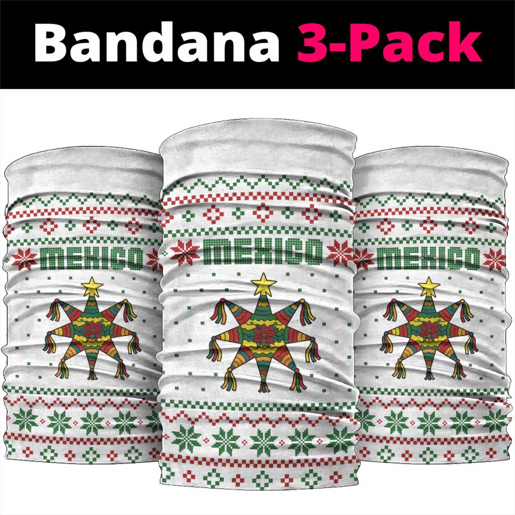 Mexico Christmas Neck Gaiter with Piñata Star Design and Red Green Snowflake Pattern - Wonder Print Shop