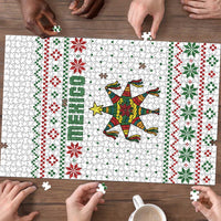 Mexico Christmas Puzzle with Piñata Star Design and Red Green Snowflake Pattern - Wonder Print Shop