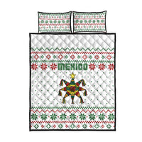 Mexico Christmas Quilt Bed Set with Piñata Star Design and Red Green Snowflake Pattern - Wonder Print Shop