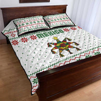 Mexico Christmas Quilt Bed Set with Piñata Star Design and Red Green Snowflake Pattern - Wonder Print Shop