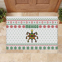 Mexico Christmas Rubber Doormat with Piñata Star Design and Red Green Snowflake Pattern - Wonder Print Shop