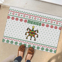 Mexico Christmas Rubber Doormat with Piñata Star Design and Red Green Snowflake Pattern - Wonder Print Shop