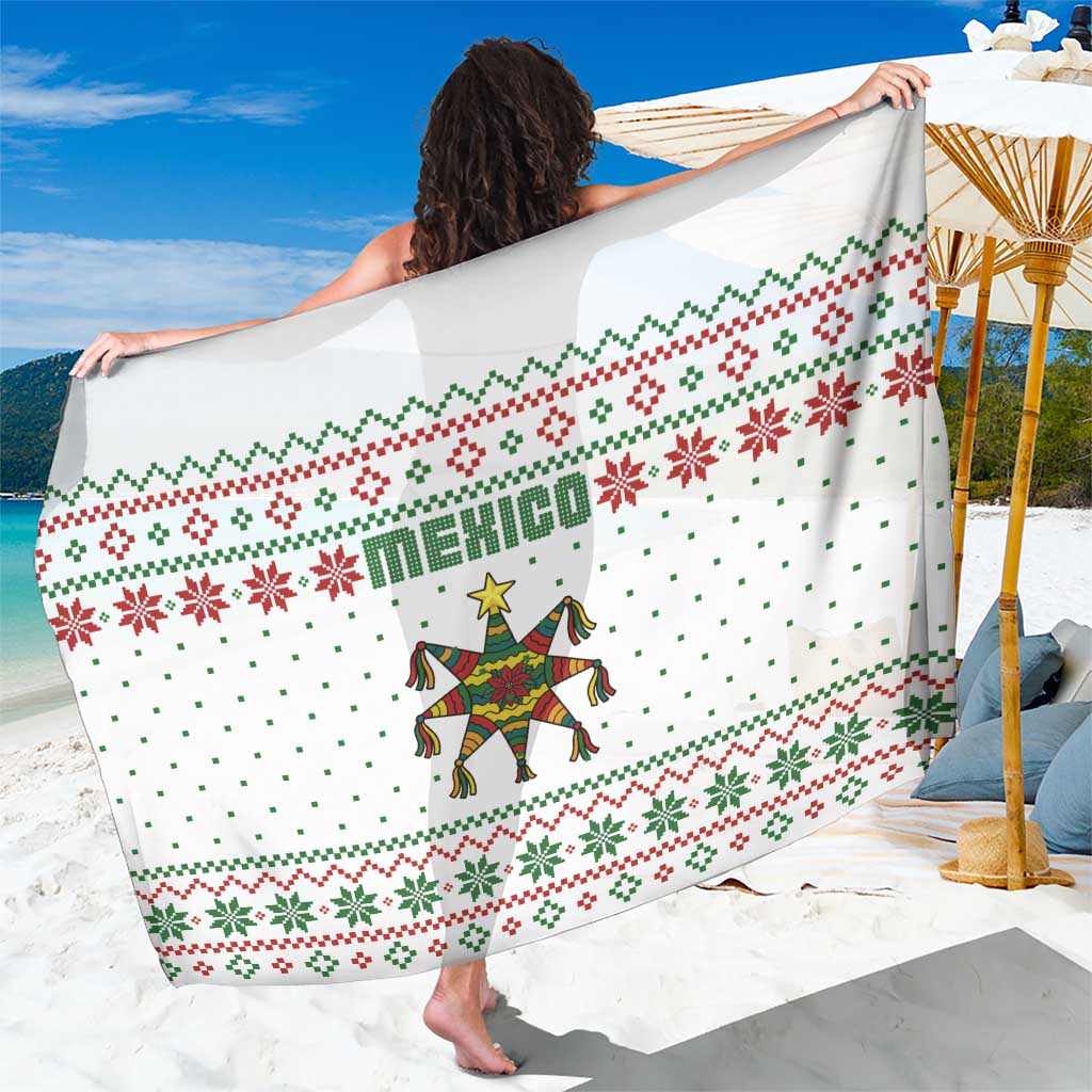 Mexico Christmas Sarong with Piñata Star Design and Red Green Snowflake Pattern - Wonder Print Shop