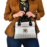 Mexico Christmas Shoulder Handbag with Piñata Star Design and Red Green Snowflake Pattern - Wonder Print Shop