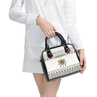 Mexico Christmas Shoulder Handbag with Piñata Star Design and Red Green Snowflake Pattern - Wonder Print Shop