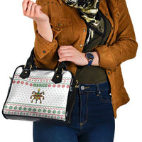 Mexico Christmas Shoulder Handbag with Piñata Star Design and Red Green Snowflake Pattern - Wonder Print Shop
