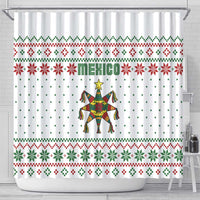 Mexico Christmas Shower Curtain with Piñata Star Design and Red Green Snowflake Pattern - Wonder Print Shop
