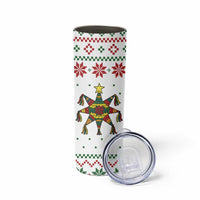 Mexico Christmas Skinny Tumbler with Piñata Star Design and Red Green Snowflake Pattern - Wonder Print Shop