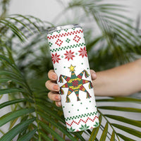 Mexico Christmas Skinny Tumbler with Piñata Star Design and Red Green Snowflake Pattern - Wonder Print Shop