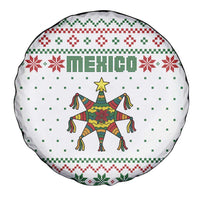 Mexico Christmas Spare Tire Cover with Piñata Star Design and Red Green Snowflake Pattern - Wonder Print Shop