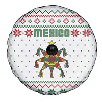 Mexico Christmas Spare Tire Cover with Piñata Star Design and Red Green Snowflake Pattern - Wonder Print Shop