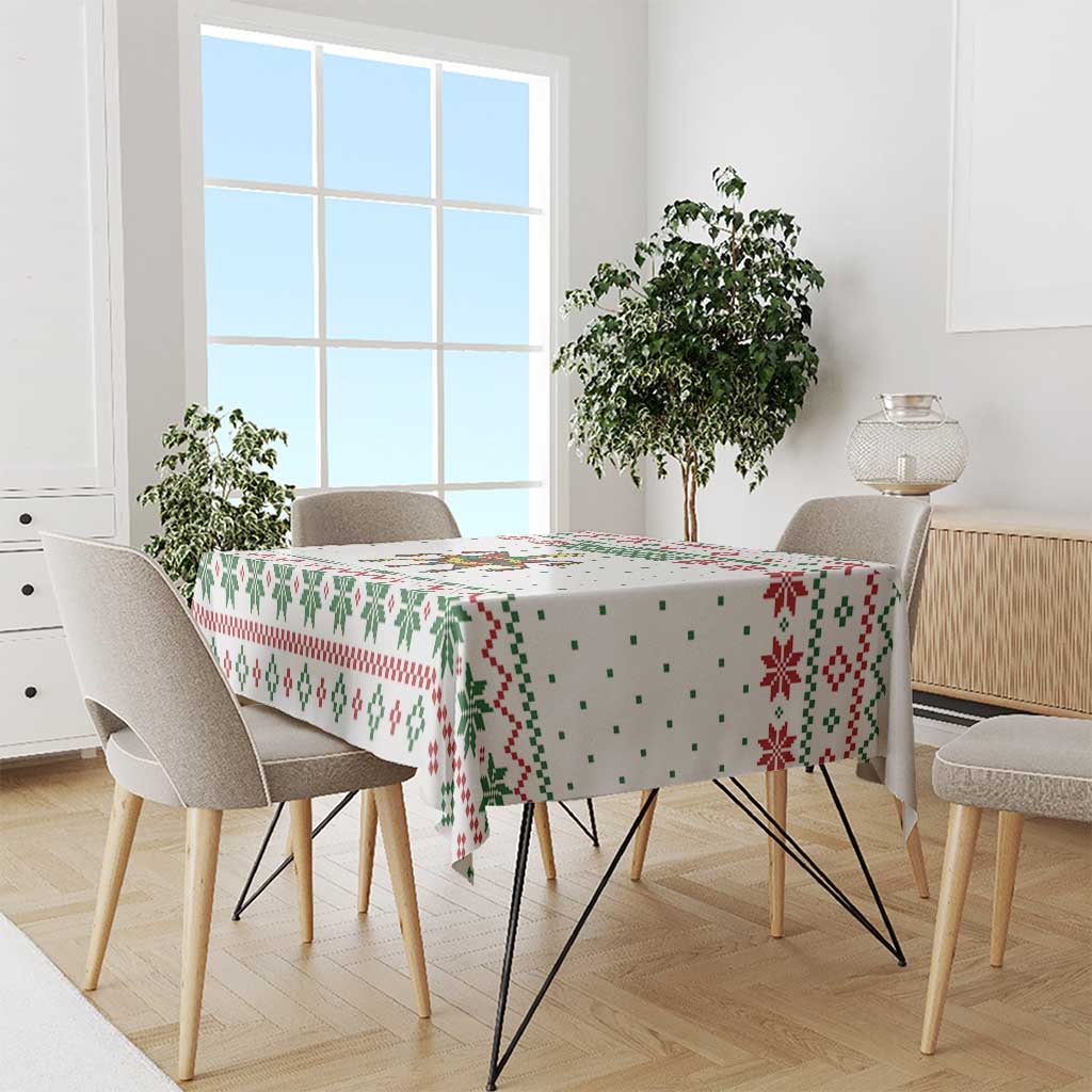 Mexico Christmas Tablecloth with Piñata Star Design and Red Green Snowflake Pattern - Wonder Print Shop