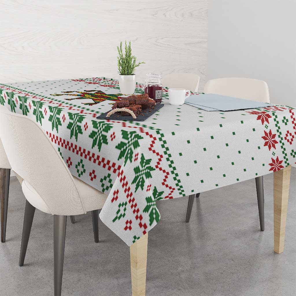 Mexico Christmas Tablecloth with Piñata Star Design and Red Green Snowflake Pattern - Wonder Print Shop