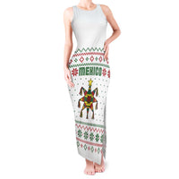Mexico Christmas Tank Maxi Dress with Piñata Star Design and Red Green Snowflake Pattern - Wonder Print Shop