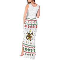 Mexico Christmas Tank Maxi Dress with Piñata Star Design and Red Green Snowflake Pattern - Wonder Print Shop
