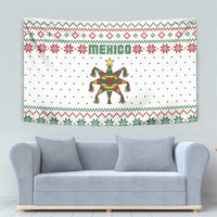 Mexico Christmas Tapestry with Piñata Star Design and Red Green Snowflake Pattern - Wonder Print Shop