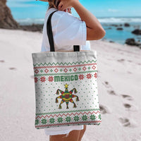 Mexico Christmas Tote Bag with Piñata Star Design and Red Green Snowflake Pattern - Wonder Print Shop