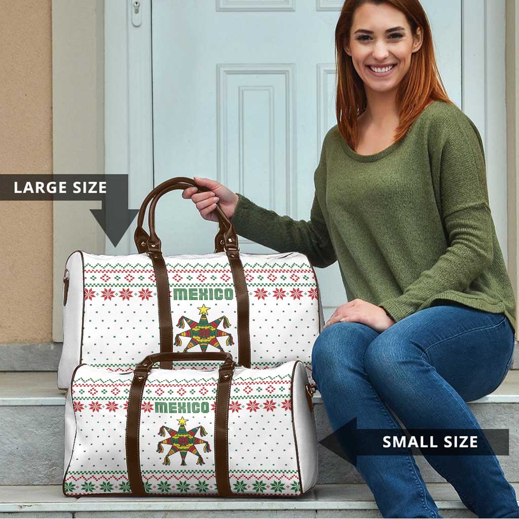 Mexico Christmas Travel Bag with Piñata Star Design and Red Green Snowflake Pattern - Wonder Print Shop