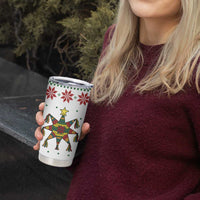 Mexico Christmas Tumbler Cup with Piñata Star Design and Red Green Snowflake Pattern - Wonder Print Shop