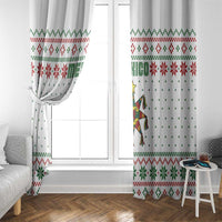 Mexico Christmas Window Curtain with Piñata Star Design and Red Green Snowflake Pattern - Wonder Print Shop