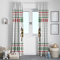 Mexico Christmas Window Curtain with Piñata Star Design and Red Green Snowflake Pattern - Wonder Print Shop