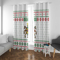 Mexico Christmas Window Curtain with Piñata Star Design and Red Green Snowflake Pattern - Wonder Print Shop