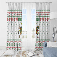 Mexico Christmas Window Curtain with Piñata Star Design and Red Green Snowflake Pattern - Wonder Print Shop