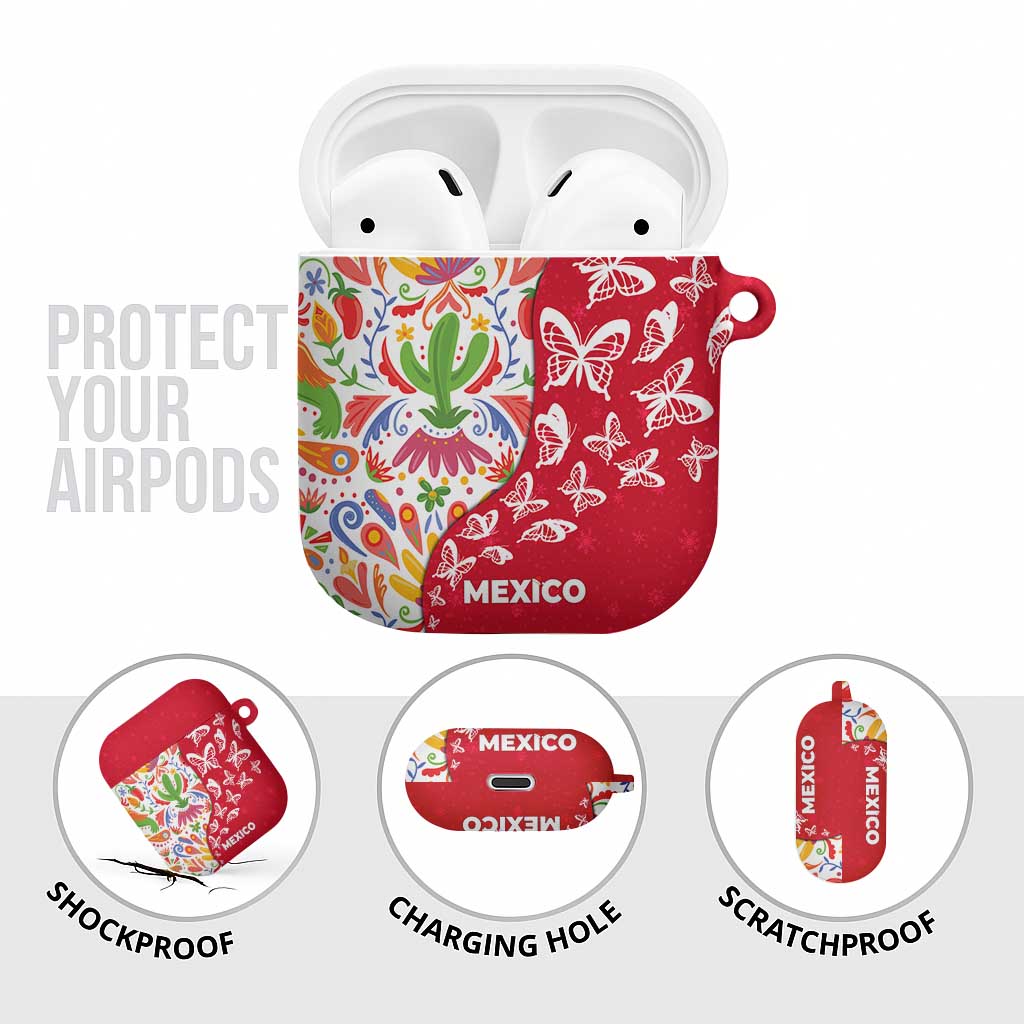 Mexico Christmas AirPods Case with Butterfly Cactus and Colorful Floral Folk Art - Wonder Print Shop