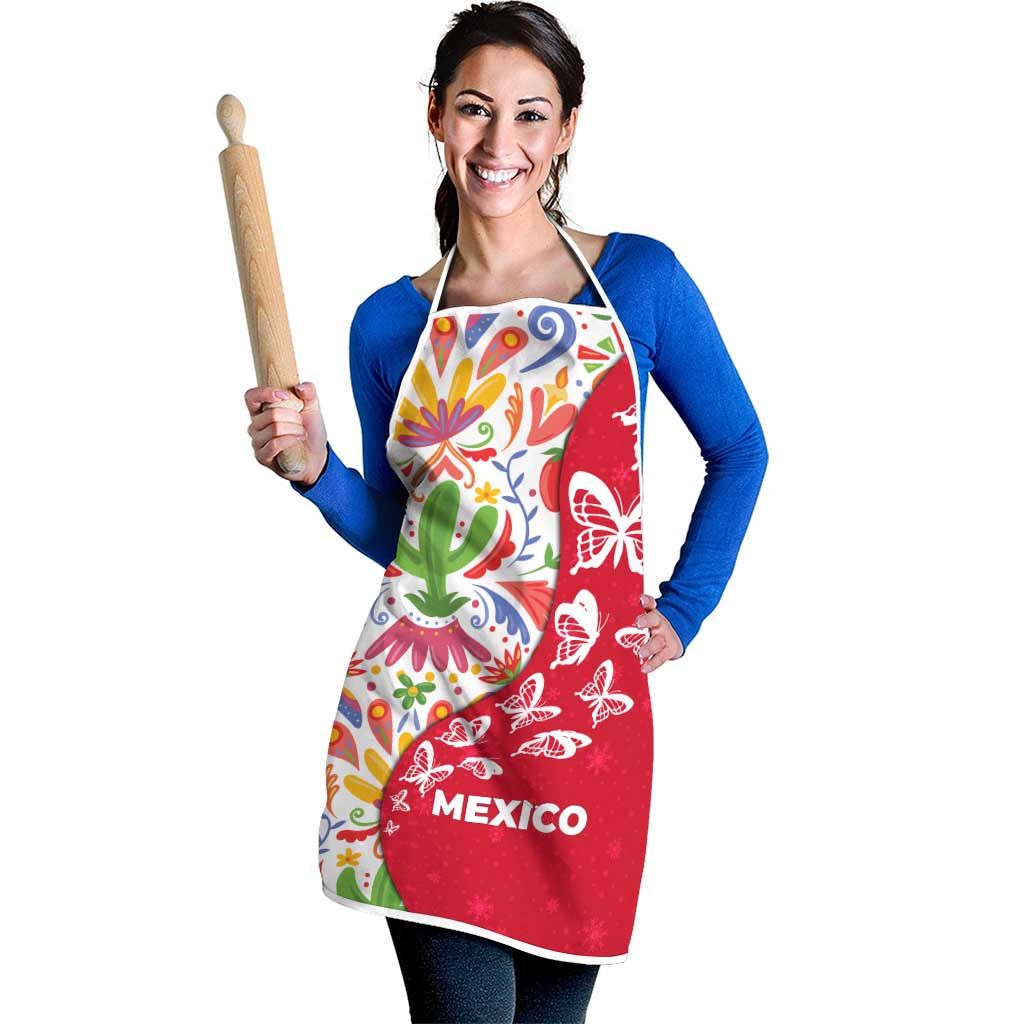 Mexico Christmas Apron with Butterfly Cactus and Colorful Floral Folk Art - Wonder Print Shop
