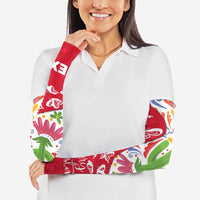 Mexico Christmas Arm Sleeves with Butterfly Cactus and Colorful Floral Folk Art - Wonder Print Shop
