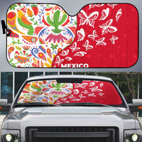Mexico Christmas Auto Sun Shade with Butterfly Cactus and Colorful Floral Folk Art - Wonder Print Shop