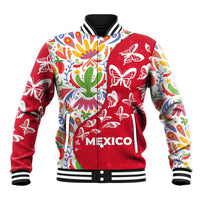Mexico Christmas Baseball Jacket with Butterfly Cactus and Colorful Floral Folk Art - Wonder Print Shop