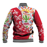 Mexico Christmas Baseball Jacket with Butterfly Cactus and Colorful Floral Folk Art - Wonder Print Shop