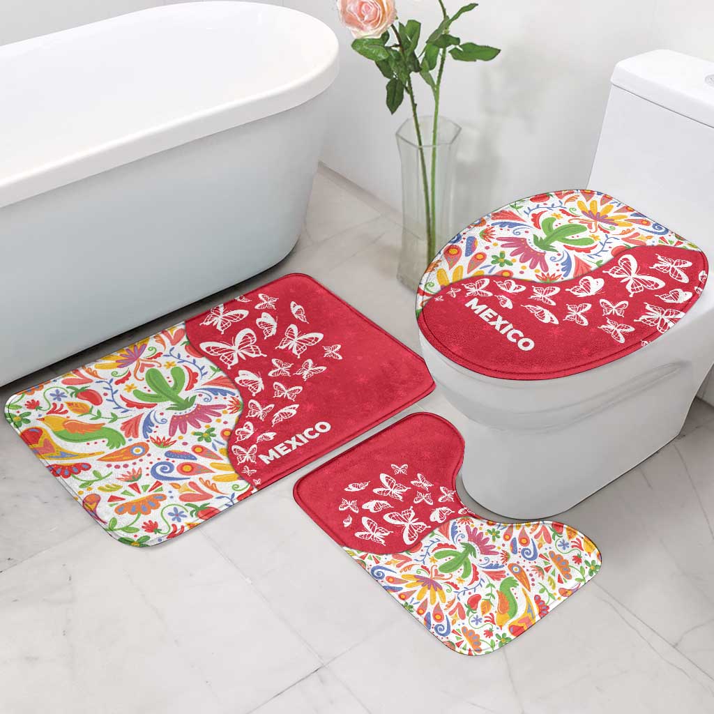 Mexico Christmas Bathroom Set with Butterfly Cactus and Colorful Floral Folk Art - Wonder Print Shop
