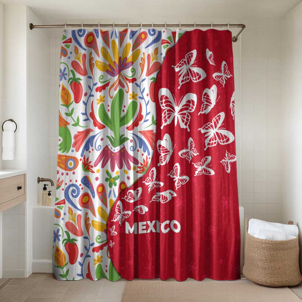 Mexico Christmas Bathroom Set with Butterfly Cactus and Colorful Floral Folk Art - Wonder Print Shop