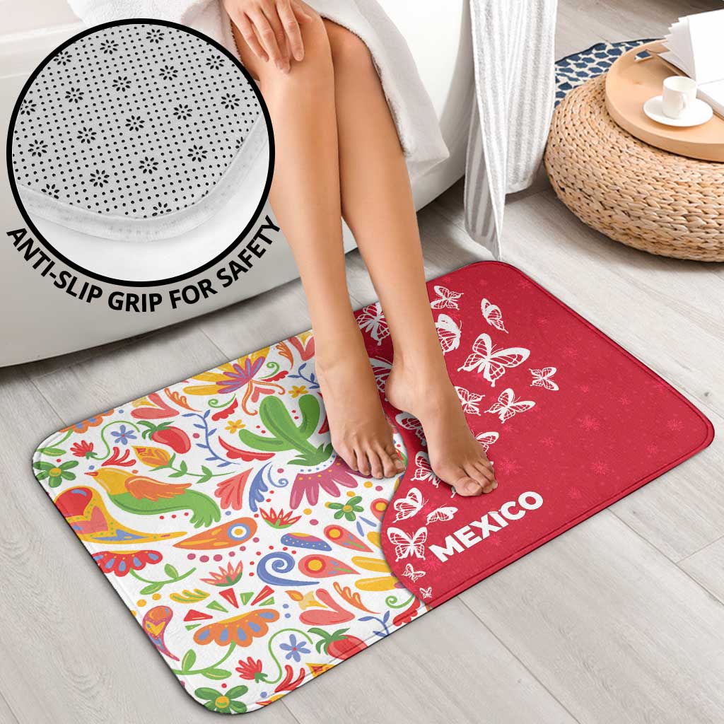 Mexico Christmas Bathroom Set with Butterfly Cactus and Colorful Floral Folk Art - Wonder Print Shop