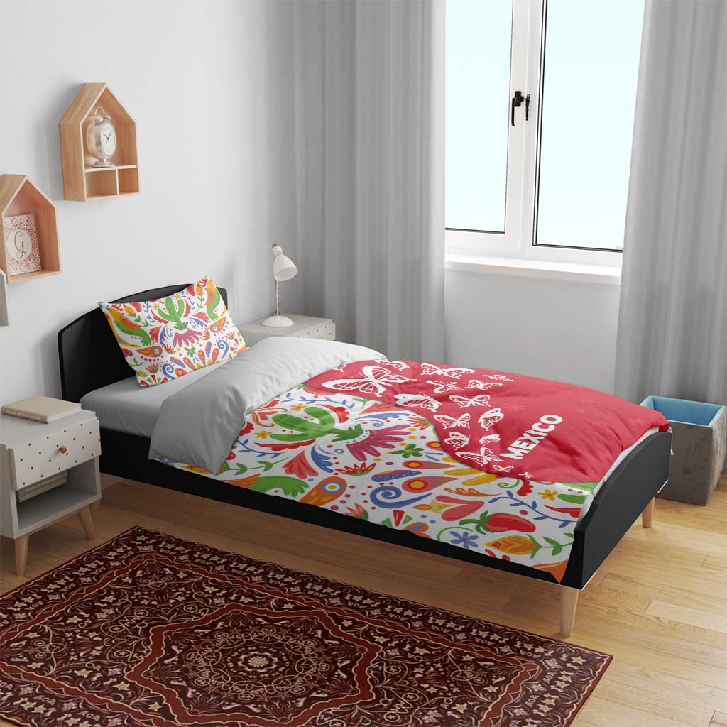 Mexico Christmas Bedding Set with Butterfly Cactus and Colorful Floral Folk Art - Wonder Print Shop