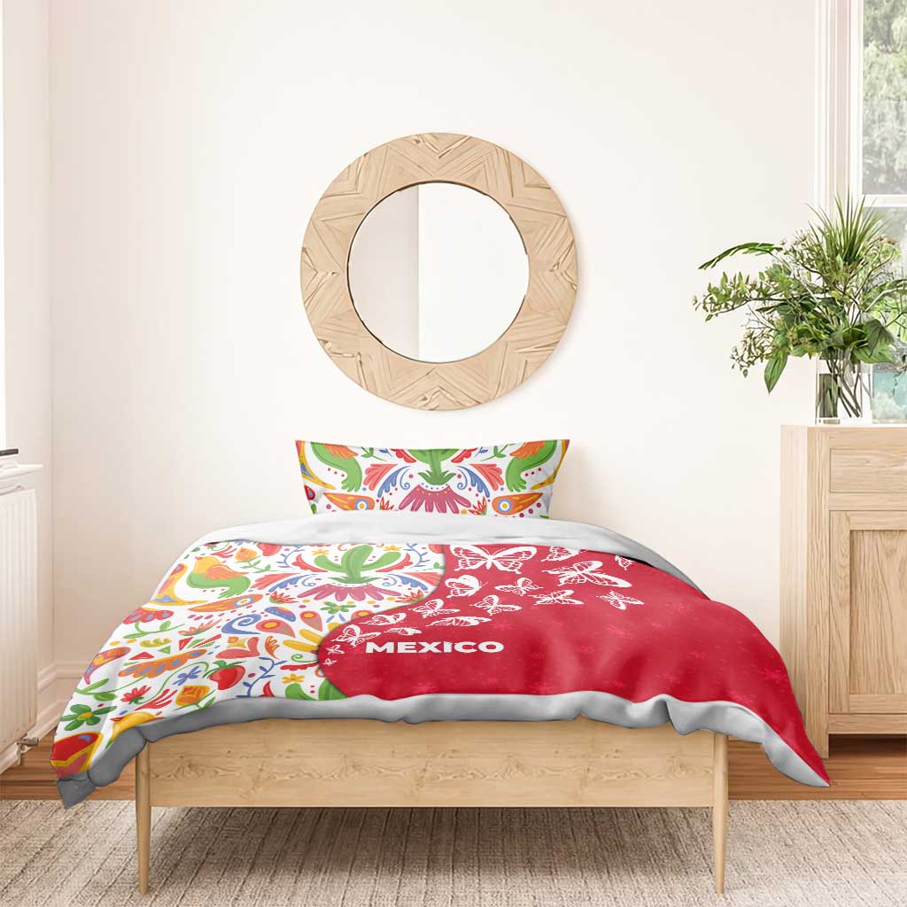 Mexico Christmas Bedding Set with Butterfly Cactus and Colorful Floral Folk Art - Wonder Print Shop