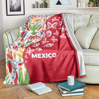 Mexico Christmas Blanket with Butterfly Cactus and Colorful Floral Folk Art - Wonder Print Shop