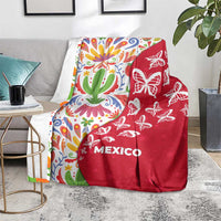 Mexico Christmas Blanket with Butterfly Cactus and Colorful Floral Folk Art - Wonder Print Shop