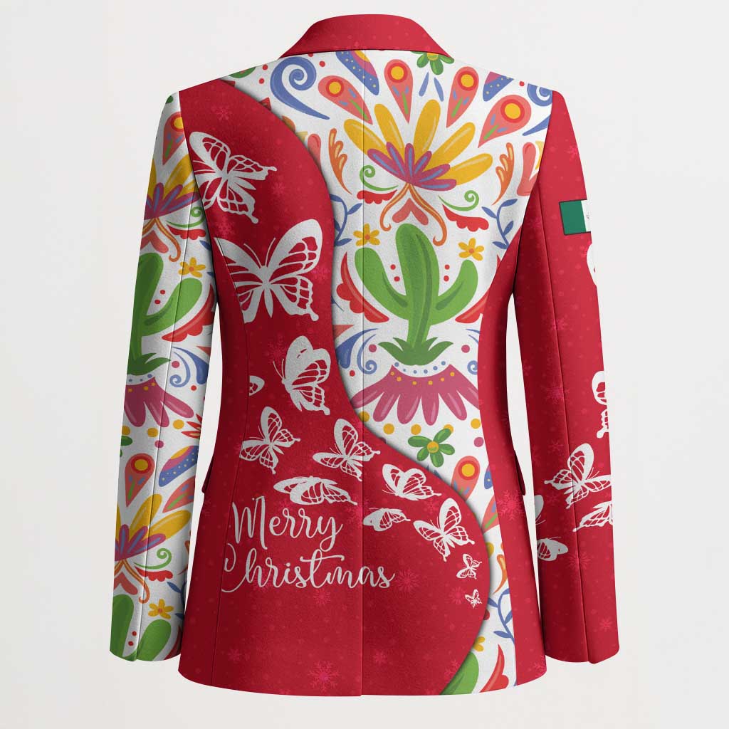 Mexico Christmas Blazer with Butterfly Cactus and Colorful Floral Folk Art - Wonder Print Shop