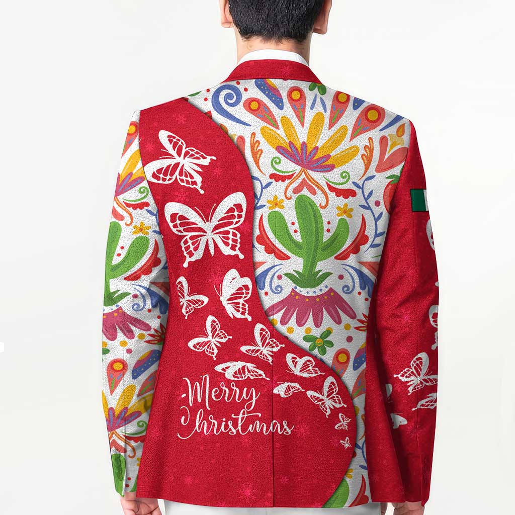 Mexico Christmas Blazer with Butterfly Cactus and Colorful Floral Folk Art - Wonder Print Shop