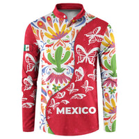 Mexico Christmas Button Sweatshirt with Butterfly Cactus and Colorful Floral Folk Art - Wonder Print Shop