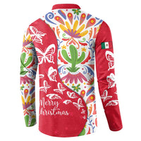 Mexico Christmas Button Sweatshirt with Butterfly Cactus and Colorful Floral Folk Art - Wonder Print Shop