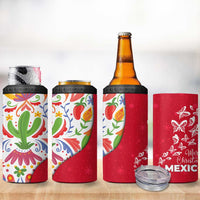 Mexico Christmas 4 in 1 Can Cooler Tumbler with Butterfly Cactus and Colorful Floral Folk Art - Wonder Print Shop